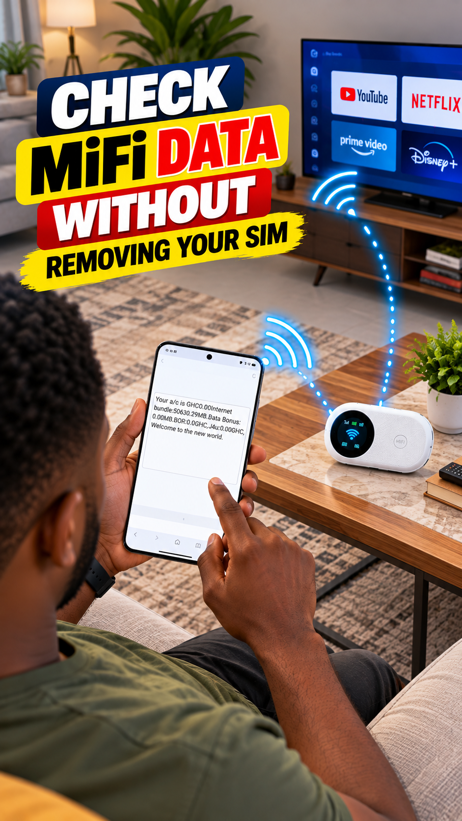 How to check MiFi data without removing SIM